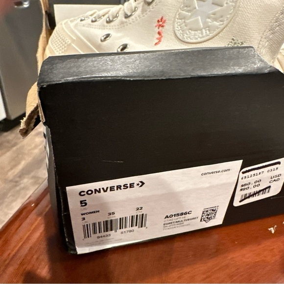 Converse Chuck Taylor All Star Lift Platform Embroidered Floral - Egret Size 5 - Picture 9 of 9